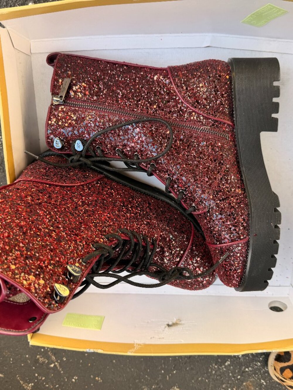 New Michael Kors Red Sparkly Boots Women's Size 9.5